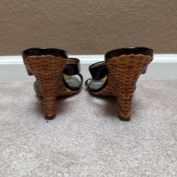 Franco Sarto Patent Leather Woven Heel Sandals - Picture 3 of 6